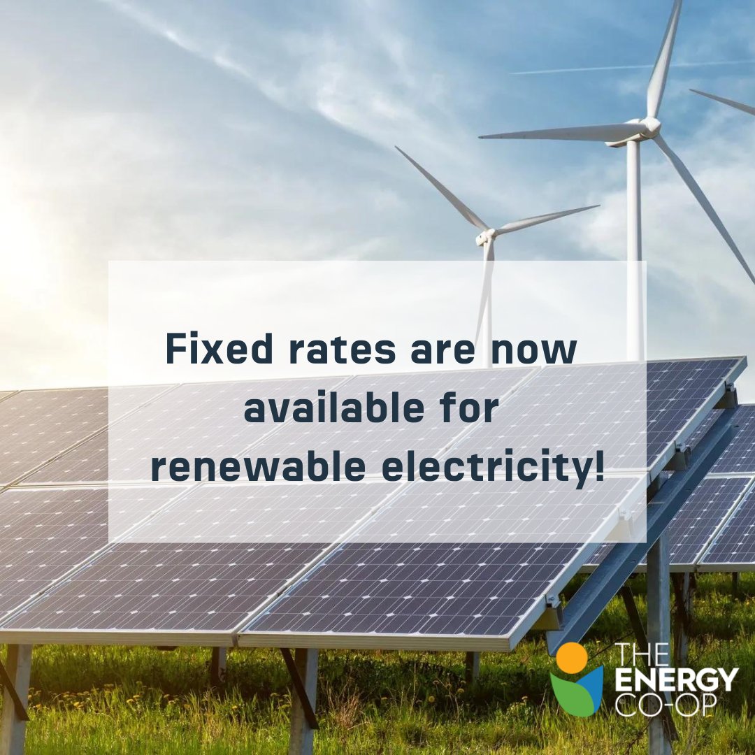 Fixed rates are now available for all renewable electricity products! Fixed rates are available on a limited basis for both current and new members - learn more and sign up here: theenergy.coop/fixed-rate-ren…!

#fixedrate #renewable #electricity #cooperative #pennsylvania