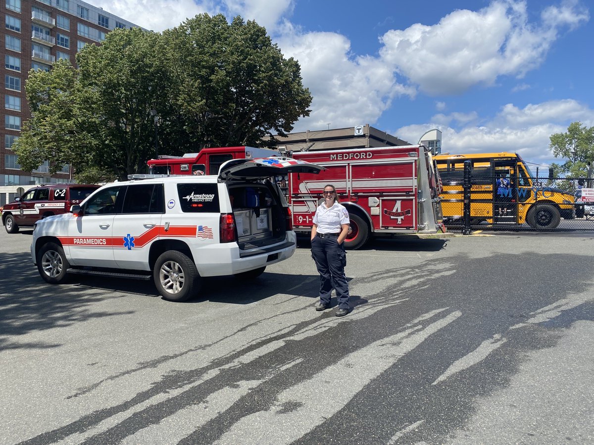 Medford Paramedic 1 stopped by and assisted <a href="/MedfordPolice/">Medford Police</a> and <a href="/MedfordMAFire/">Medford Firefighters Local 1032</a> at the Mystic-Wellington Boat Club this Sunday for their Autism Research fundraiser. Paramedics Anna K and Sean R were on standby due to high heat and humidity.