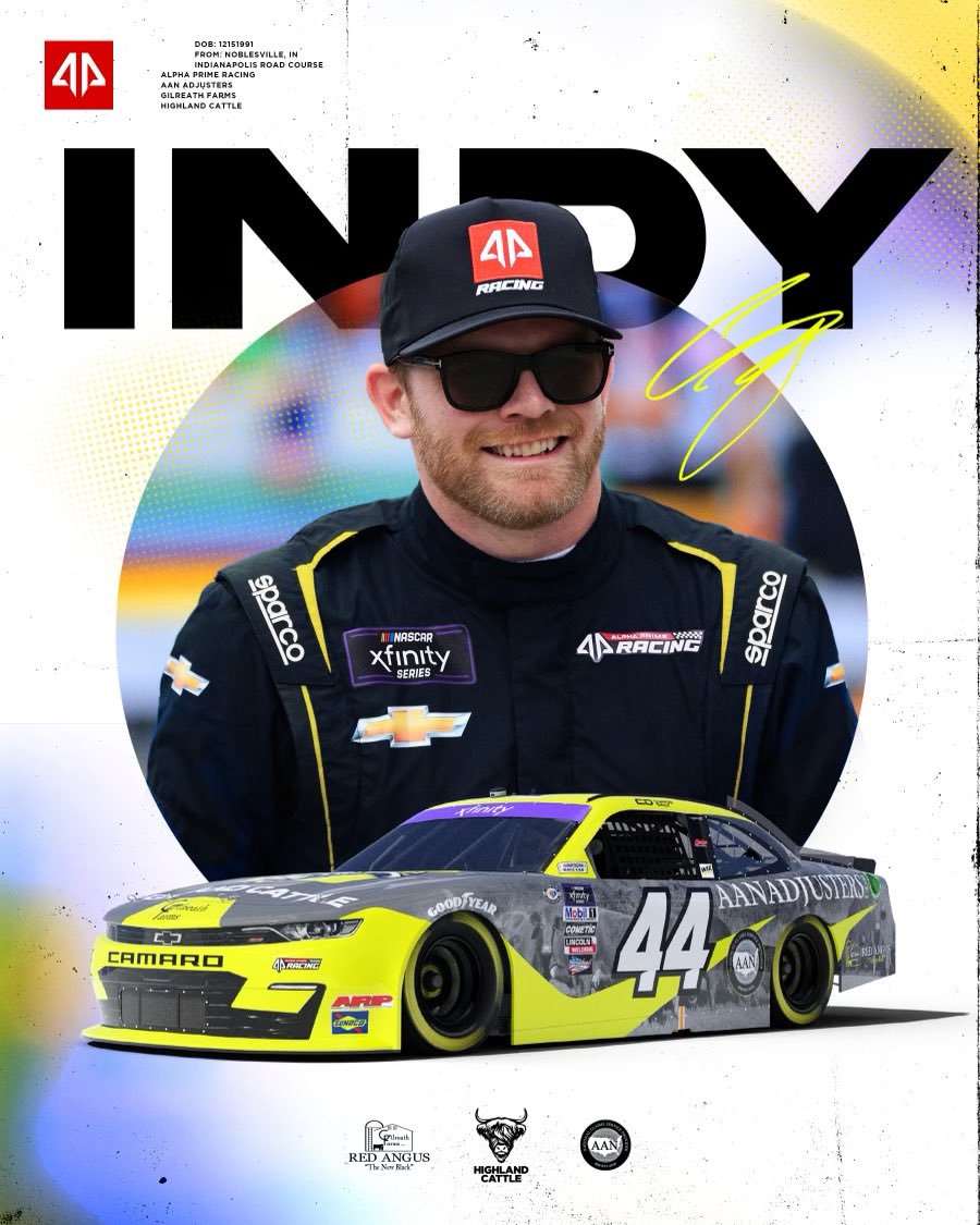 NEWS- Really appreciate <a href="/TeamAlphaPrime/">Alpha Prime Racing</a> giving me a chance to race at my home track <a href="/IMS/">Indianapolis Motor Speedway</a> on brickyard weekend. Will be fun to compete in the @NASCAR_Xfinity series again! Could still use some associate sponsors on this deal so hit us up if you want to be involved! <a href="/AANAdjusters/">AAN Adjusters, Inc.</a>