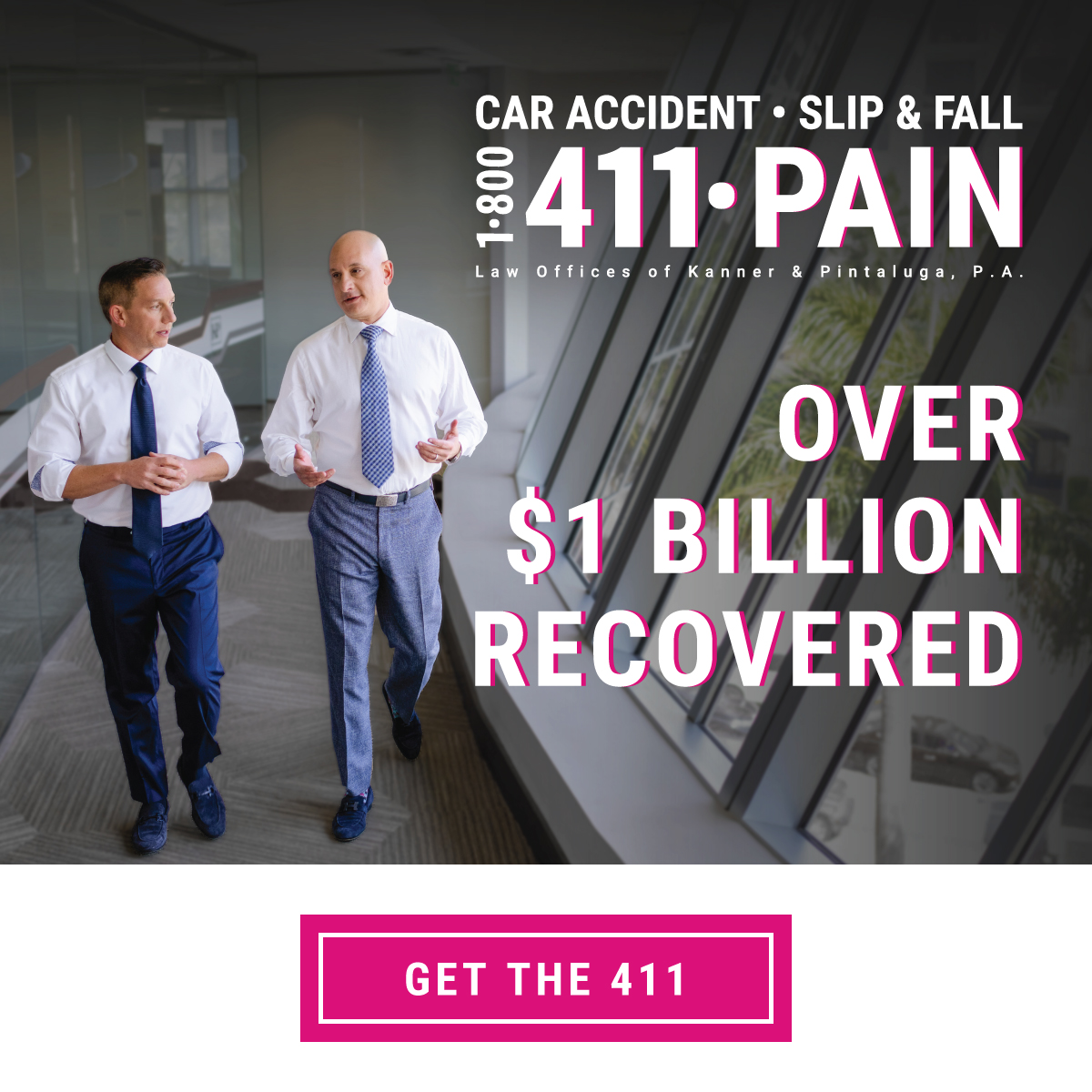 411PAIN's tweet photo. The Pain Guys at 1-800-411-PAIN have recovered over $1 Billion dollars for their clients! You could be their next success story!!
Car Accident? 🚗
Slip &amp; Fall? 🤕
Give em' a call! 📲
#411pain #after911call411 #1800411pain https://t.co/O6PSNne41y