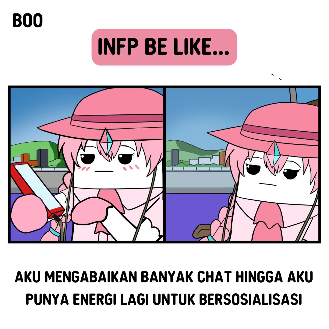 Boo_Indonesia's tweet photo. Ayo reply siapa yang relate sama meme tipe kepribadian INFP ini! 🥲 https://t.co/7wJtgFAYRZ

#INFP #introvert #supermoon #rosie #August1st #agustus #mbti #16personalities #infpmemes https://t.co/Wx5jQFMdJF
