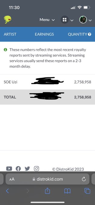 2.7M streams using @DistroKid  much appreciated to everyone who rockin with the movement the best is<a class="tags" target="_blank" title="On Twitter" href="/?out=eyJ0eXAiOiJKV1QiLCJhbGciOiJIUzUxMiJ9.eyJpYXQiOjE3MjIzNDY1NTIsImlzcyI6InR3cG9ybnN0YXJzLmNvbSIsIm5iZiI6MTcyMjM0NjU1MiwiZXhwIjoxNzUzODgyNTUyLCJyZWRpcmVjdF91cmwiOiJodHRwczovL3R3aXR0ZXIuY29tL0Rpc3Ryb0tpZCJ9.0zyZBdw5R0LkGZ7jzhSMzEp1IRMd-pfh6ihJ3on4y-ZY6J-luXF_bUqaJiKFCc4Wnv6k7xQt9mTi4LqkIRTKqQ">@DistroKid</a><a href="/tag/explore"class="tags"><span>#explore</span></a><a href="/tag/independentartist"class="tags"><span>#independentartist</span></a><a href="/tag/empirerecords"class="tags"><span>#empirerecords</span></a>