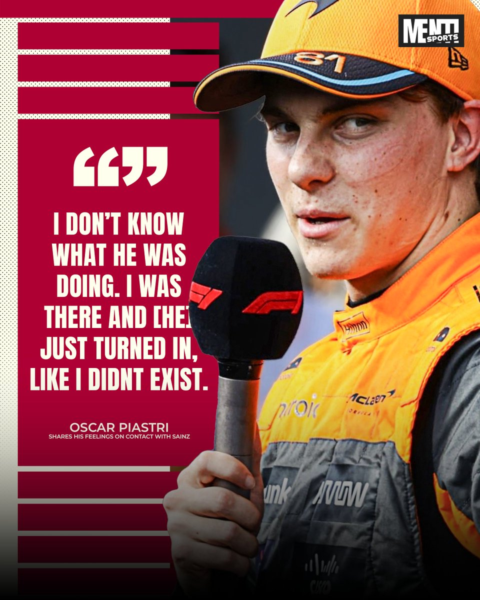 MentiSports's tweet photo. 📣 "I don't know what he was doing."

Oscar Piastri shares his feeling on contact with Sainz. [Via @F1]

#MentiSports #F1 #Spa https://t.co/hl14mYemC2