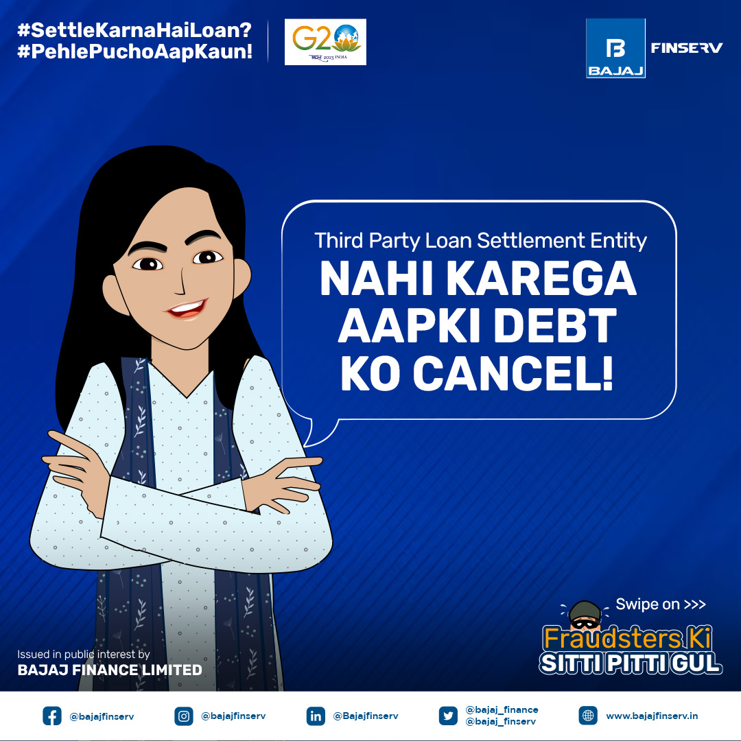 Bajaj_Finance's tweet photo. Listen to Miss Sayani and only take advice from your banks and financial institutions about settlement of loans. Third Party Loan Settlement entities cannot help you settle your debt.

For more information: https://t.co/lPTUX73X8y https://t.co/Pj0xVLUEsG