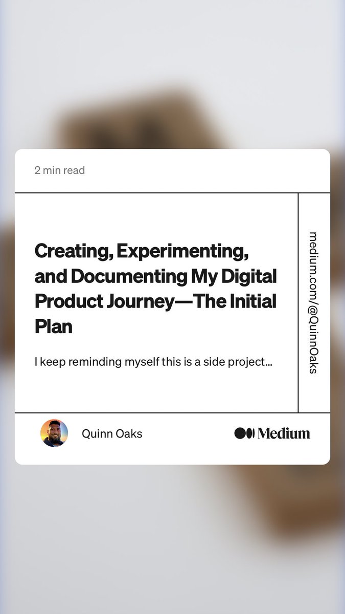 QuinnOaks's tweet photo. “Creating, Experimenting, and Documenting My Digital Product Journey — The Initial Plan” by Quinn Oaks
https://t.co/fsX8YADPR4 https://t.co/bAnaVkvXYS