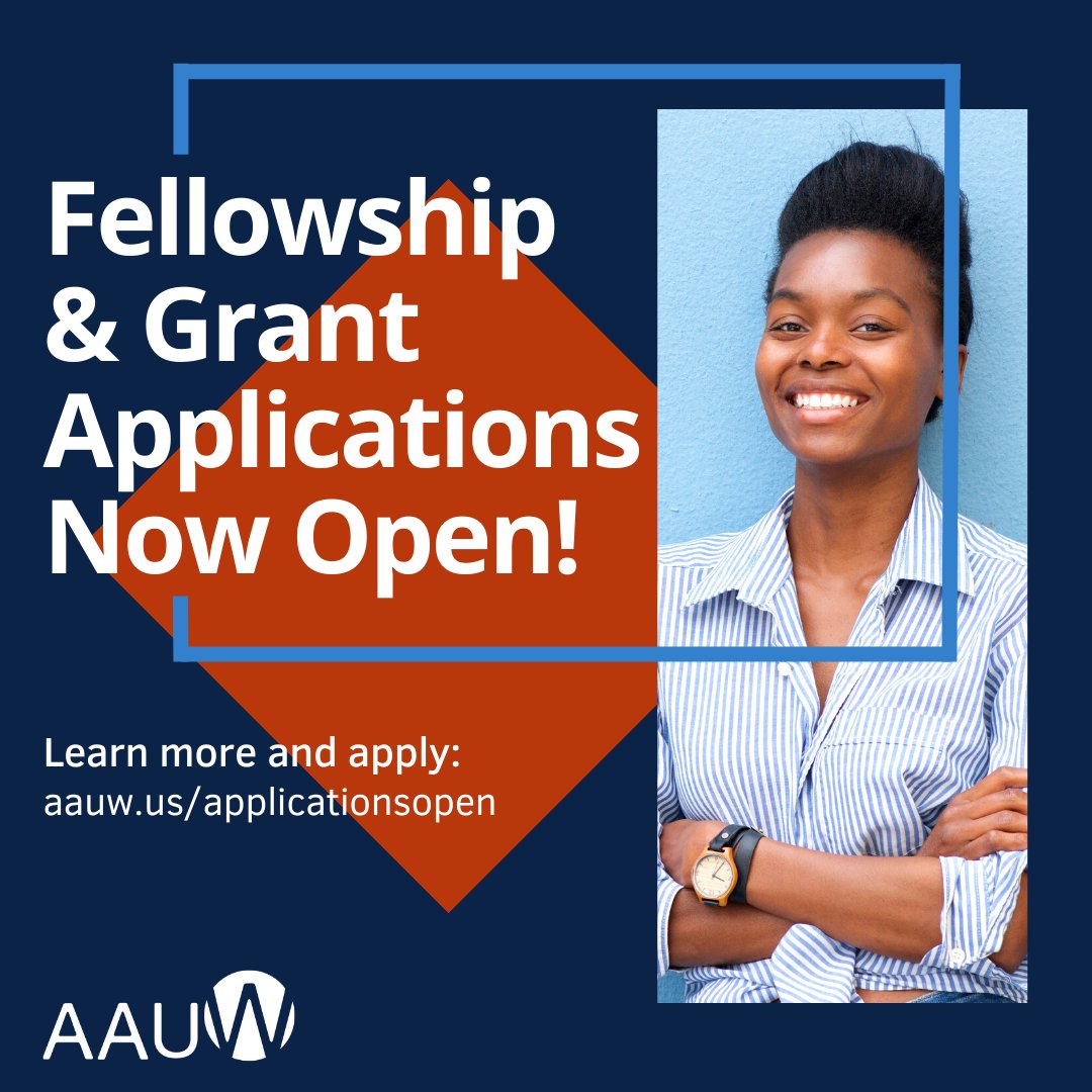 HUGE ANNOUNCEMENT: Applications for AAUW’s #fellowships and #grants open TODAY! --&gt; bit.ly/3uR6ZhB 

Spread the word to deserving women and organizations! 
#HigherEd #GenderEquity