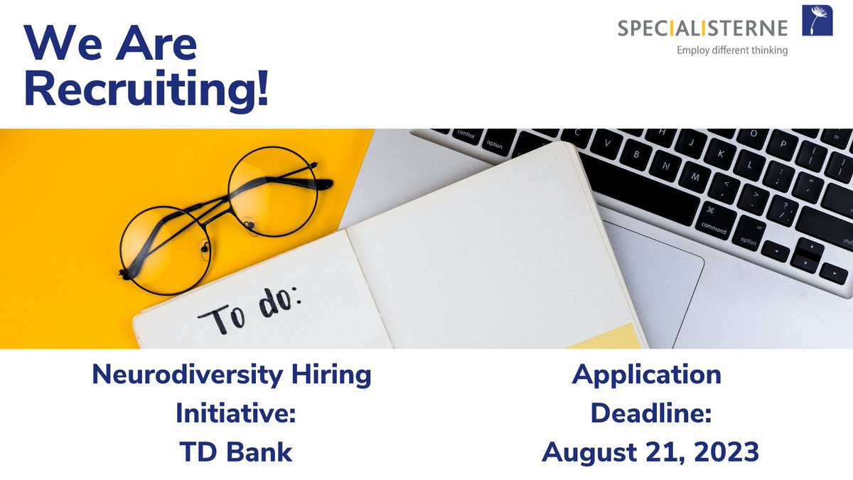 Specialisterne is partnered with TD Bank to hire for a Data Management Analyst in Toronto!

The deadline to apply is August 21st. To learn more and apply, visit:
specialisterne.applytojob.com/apply/1j8SzJsi…

#Specialisterne #TD #Recruiting #ApplyNow #OntarioJobs #TorontoJobs #AnalystJobs