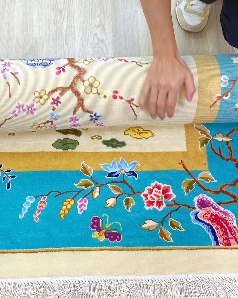 camelcarpet's tweet image. Handmade wool silk carpet to customer. #woolsilkcarpet #woolsilkrug