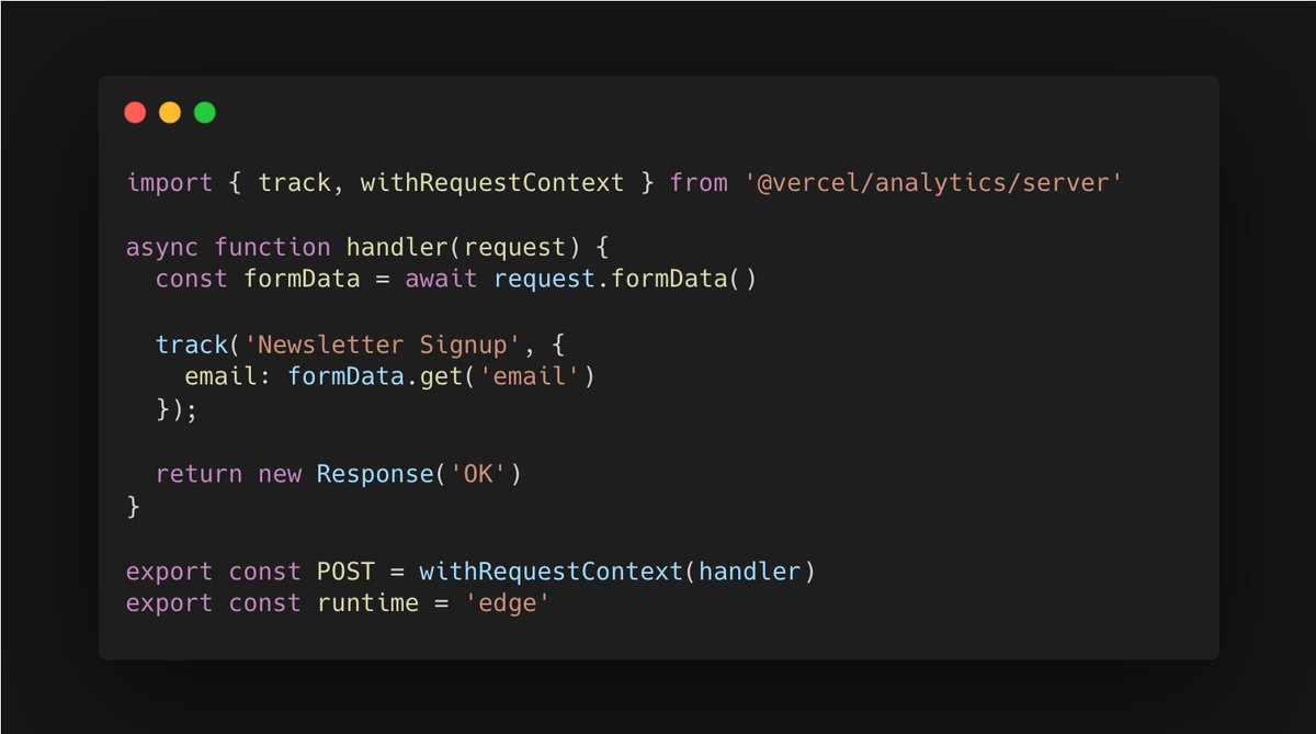 Server-side events are coming to Vercel Web Analytics!

Keep track of key events without relying on client-side JavaScript.
E.g.: Signups, form submissions and redirects