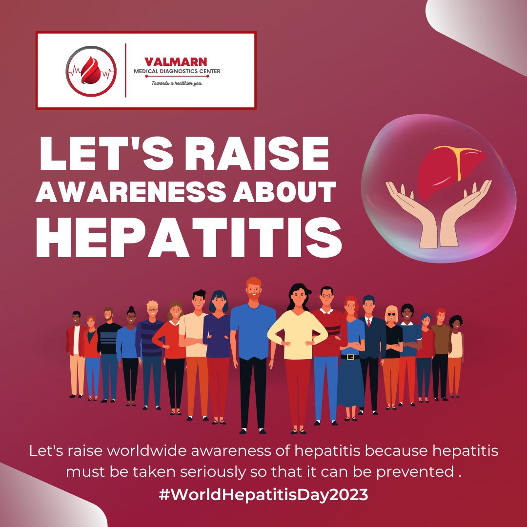 Valmarn Medical Diagnostics Centre (@valmarnmedical) on Twitter photo A new way to fight the health conditions and diseases that we don't want in the 21st Century is to raise awareness about those diseases and conditions.
This is what WE <a href="/ValmarnMedical/">Valmarn Medical Diagnostics Centre</a> stand for.
Join in the fight against Hepatitis A, B, C, D & E.
Visit our lab today for test. A new way to fight the health conditions and diseases that we don't want in the 21st Century is to raise awareness about those diseases and conditions.
This is what WE <a href="/ValmarnMedical/">Valmarn Medical Diagnostics Centre</a> stand for.
Join in the fight against Hepatitis A, B, C, D & E.
Visit our lab today for test.