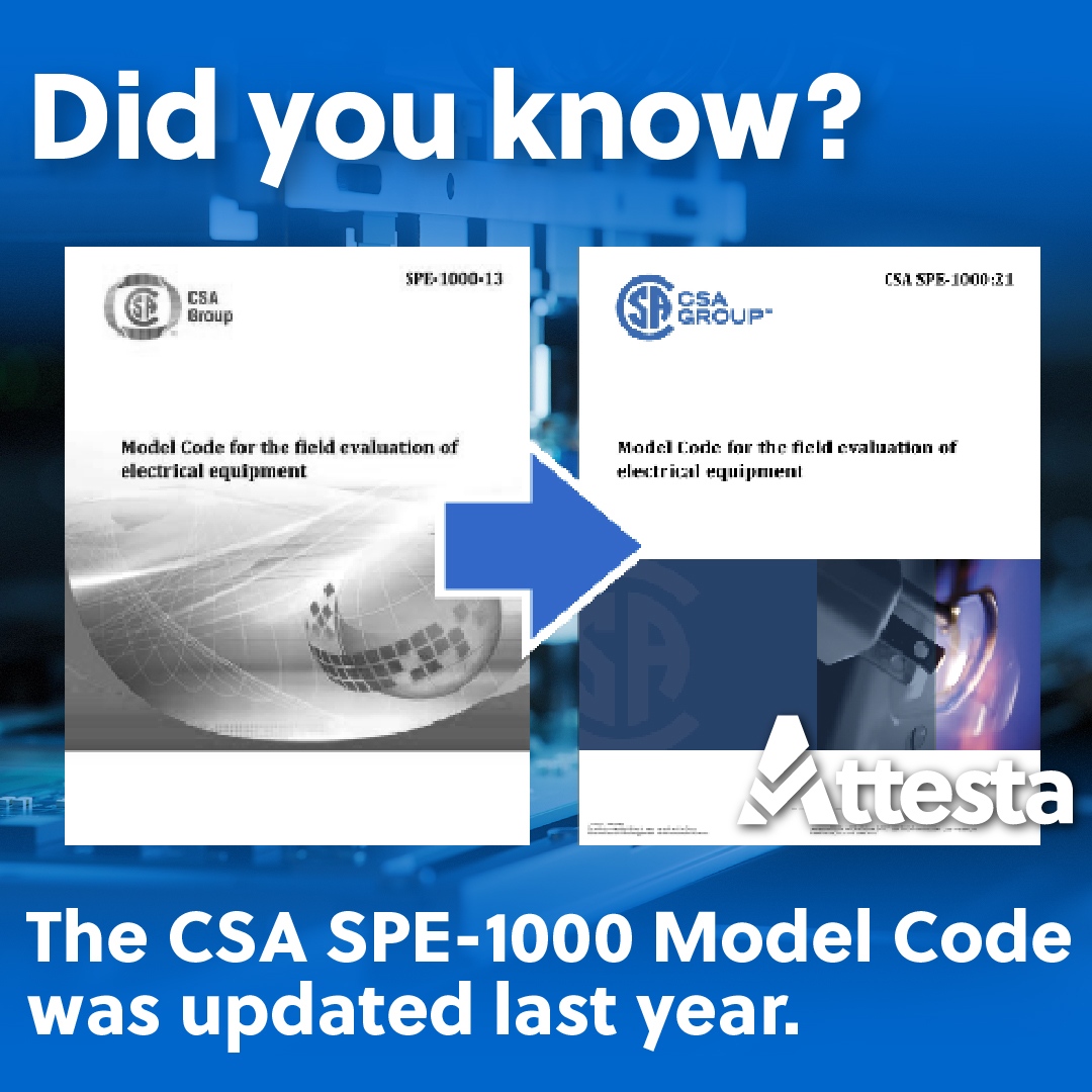 CSA SPE-1000 was updated in May 2022! Want to know all the changes? Check out this video we made highlighting all of the updates and additions: 

➡️ youtube.com/watch?v=1k0bH_…

#FieldEvaluation #SpecialInspection #CSA #SPE1000 #Inspection #electricalsafety #updated #regulations
