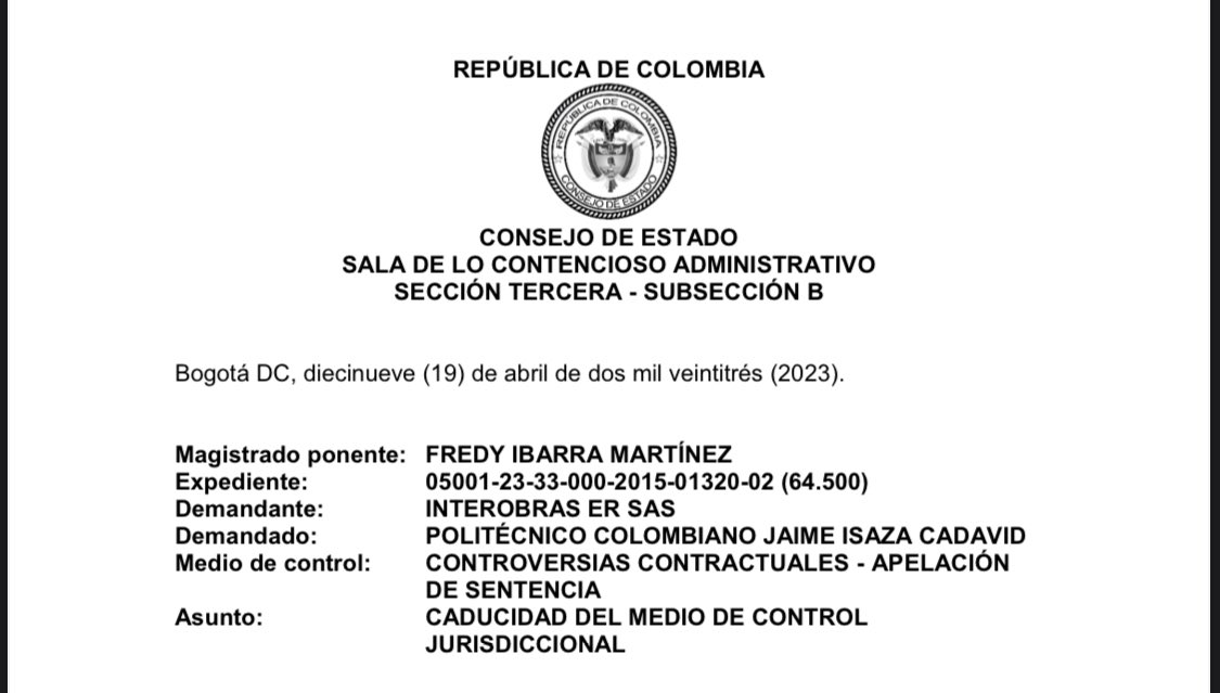 CarlosABallest4's tweet image. De interés en contratos y procesal: En los contratos en los que no es obligatoria la liquidación, como en la prestación de servicios, y tampoco se pacta de común acuerdo, la caducidad del medio de control de controversias se contabiliza desde la fecha de terminación del contrato