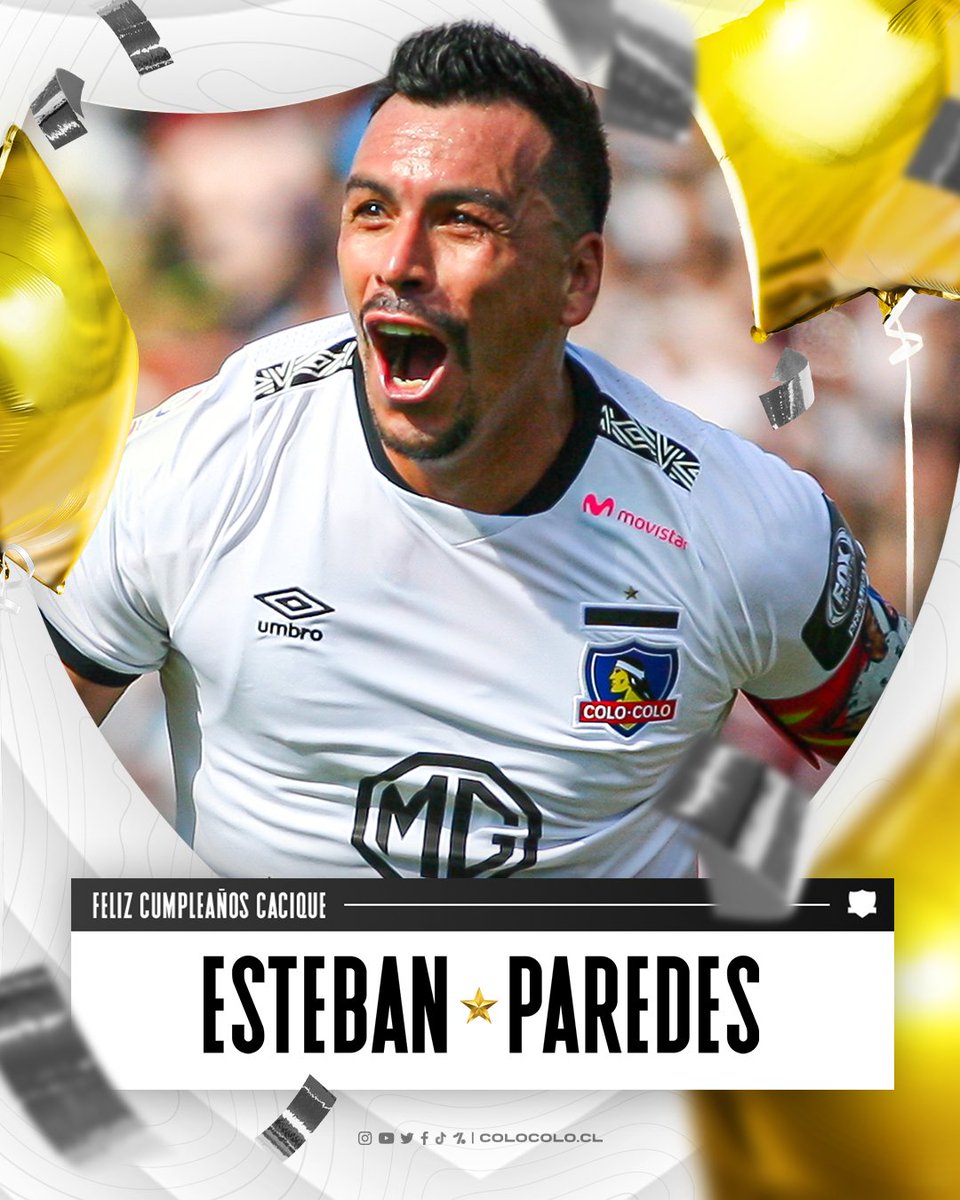 ColoColo's tweet photo. ¡𝐅𝐞𝐥𝐢𝐳 𝐜𝐮𝐦𝐩𝐥𝐞𝐚𝐧̃𝐨𝐬 𝐥𝐞𝐲𝐞𝐧𝐝𝐚! 🤟🏼

Hoy saludamos a Esteban Efraín Paredes Quintanilla, goleador histórico de la primera división del fútbol chileno, máximo goleador del Cacique en Copa Libertadores. Campeón de 4 títulos nacionales, 2 Copa Chile y 2 Supercopa con el Cacique 🏆

¡Felicidades goleador! ⚪⚫⚽