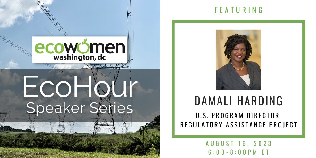 Join us 8/16 at 6 PM ET for our next EcoHour!

Ms. Harding is an expert in renewable energy and electric utilities and has provided strategic advising to Duke Energy, National Grid, and other major U.S. and international energy companies.

RSVP: eventbrite.com/e/august-ecoho…
