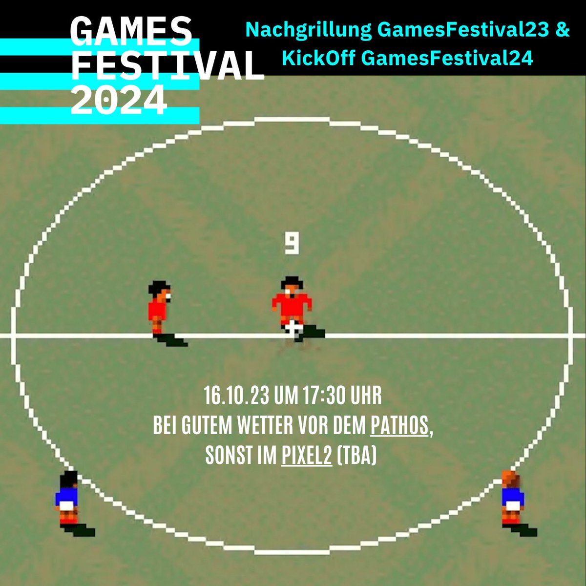 ComputerSAk's tweet photo. Gamingbegeisterte: 
Kommt zur #GamesFestival23 Nachgrillung und dem #GamesFestival24 KickOff. 
Es wird lecker, lustig und produktiv!

⏰ 16.10.2023, 17:30
☀️ Pathos München
⛈️ Bei Regen: Pixel2

Übrigens: #JugendFestivalLeitung 24 gesucht! https://t.co/Cx3BcpQ71H