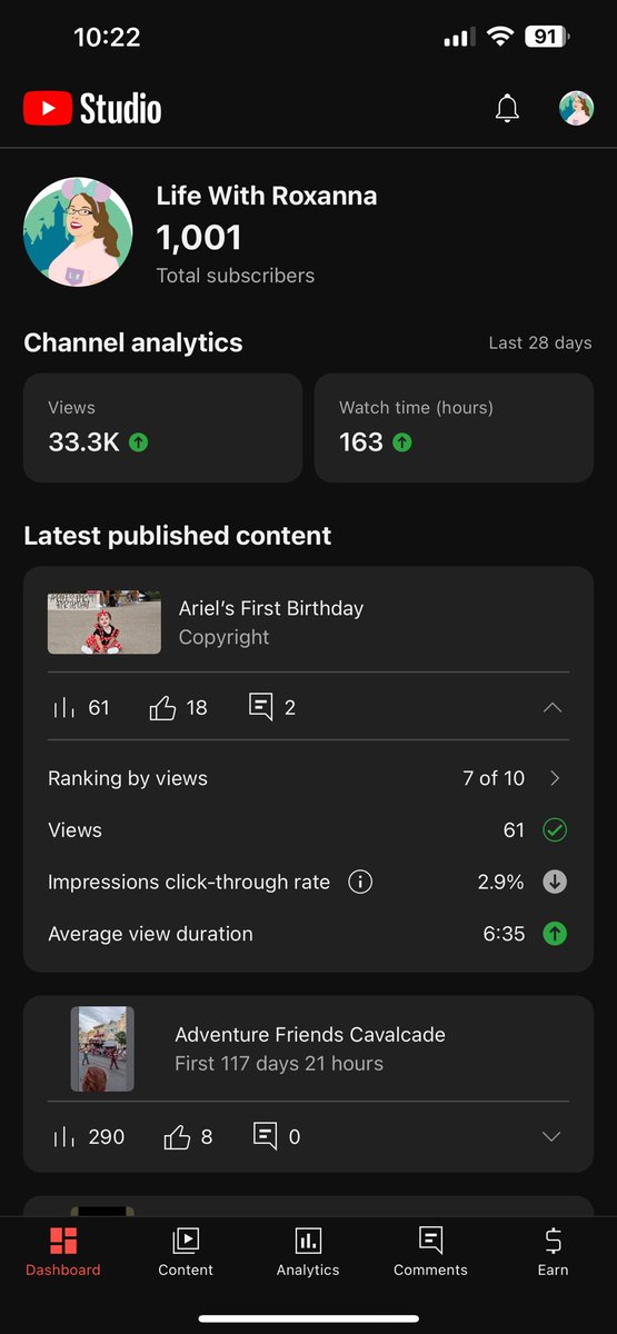 lifewithroxanna's tweet photo. So this just happened! Thank you so much for the support! Now to get my watch time up so that I can get monetized https://t.co/sPUoZBNGlX