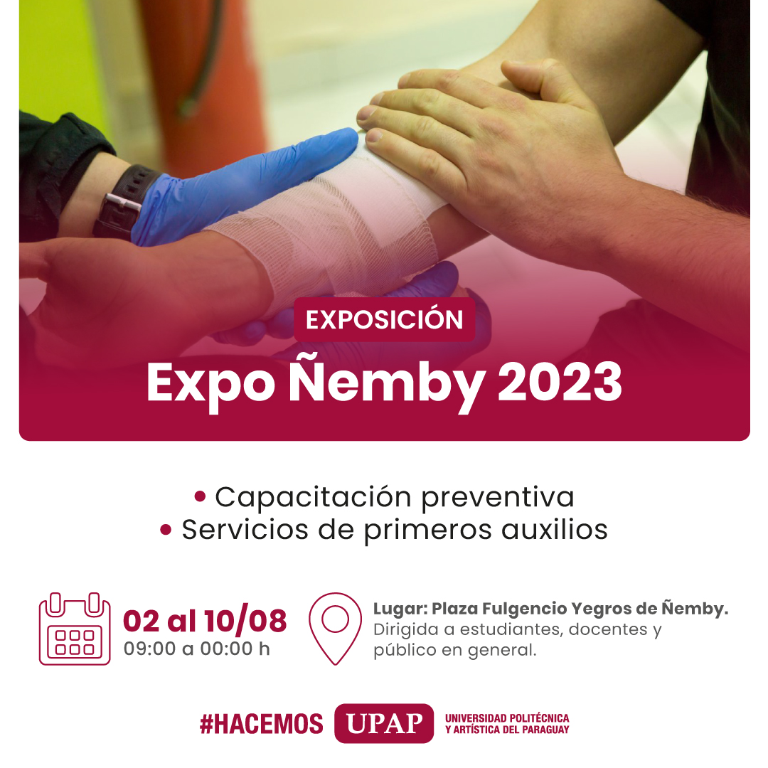 Estudiantes y docentes de la Filial Ñemby brindarán charlas preventivas y servicios de primeros auxilios durante la “Expo Ñemby 2023” a desarrollarse del 2 al 10 de agosto. La actividad tiene como objetivo fortalecer los vínculos existentes con la comunidad local. #HACEMOS