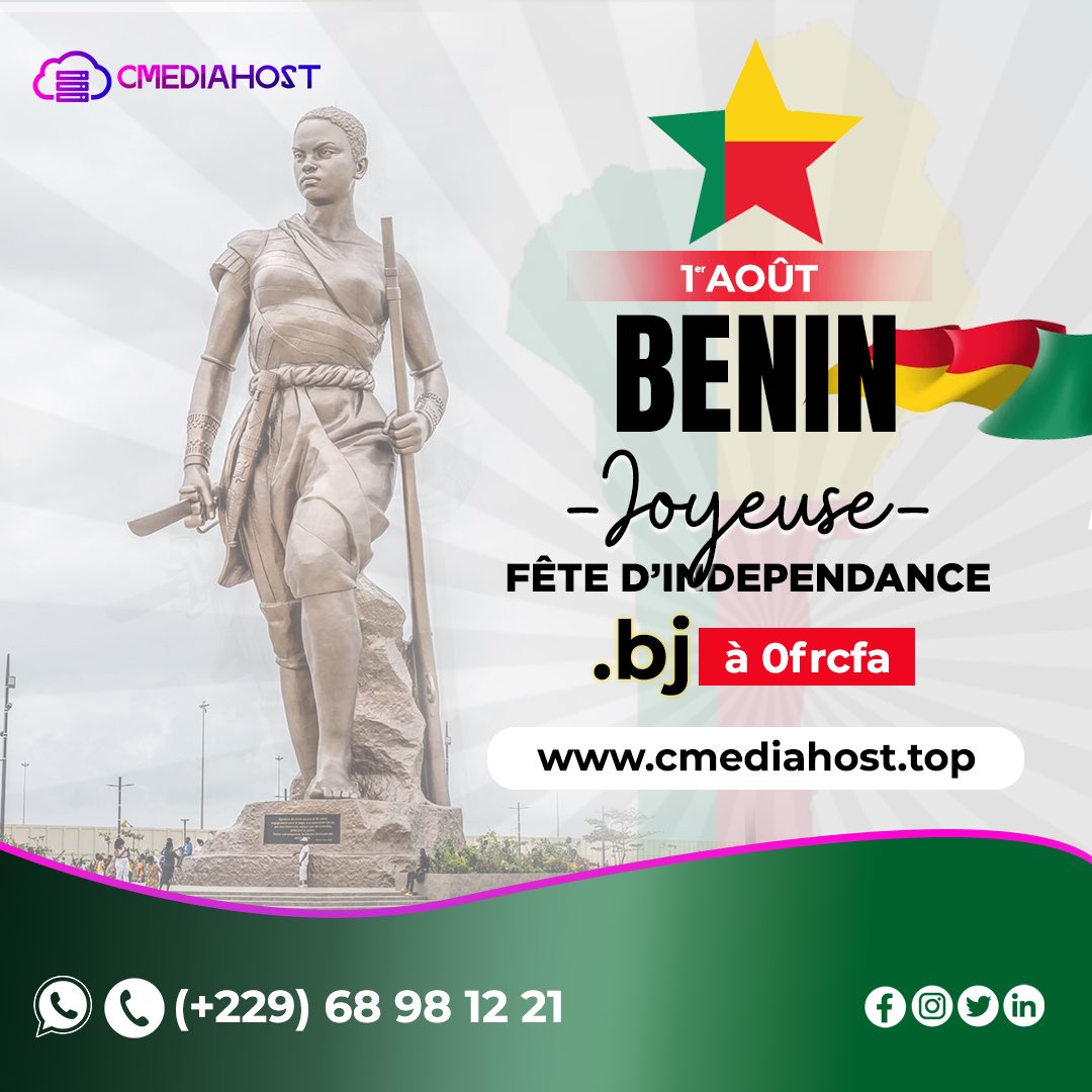 Cleooop's tweet photo. Aujourd'hui 1 Août 2023, le pays des Amazones, la terre de Houégbadja, de Gbehin Azin fête 63 ans de son indépendance.
Ce jour est pour nous un jour d’allégresse, un jour qui consacre l’union de tous les enfants de ce pays pour la paix et la fraternité.

Soyons fière de notre identité et de notre pays. 

Joyeuse fête de l'indépendance

#IndependanceBenin

🇧🇯 #IndependanceBenin #independanceday  #FêteNationale #FiertéBéninoise #liberté