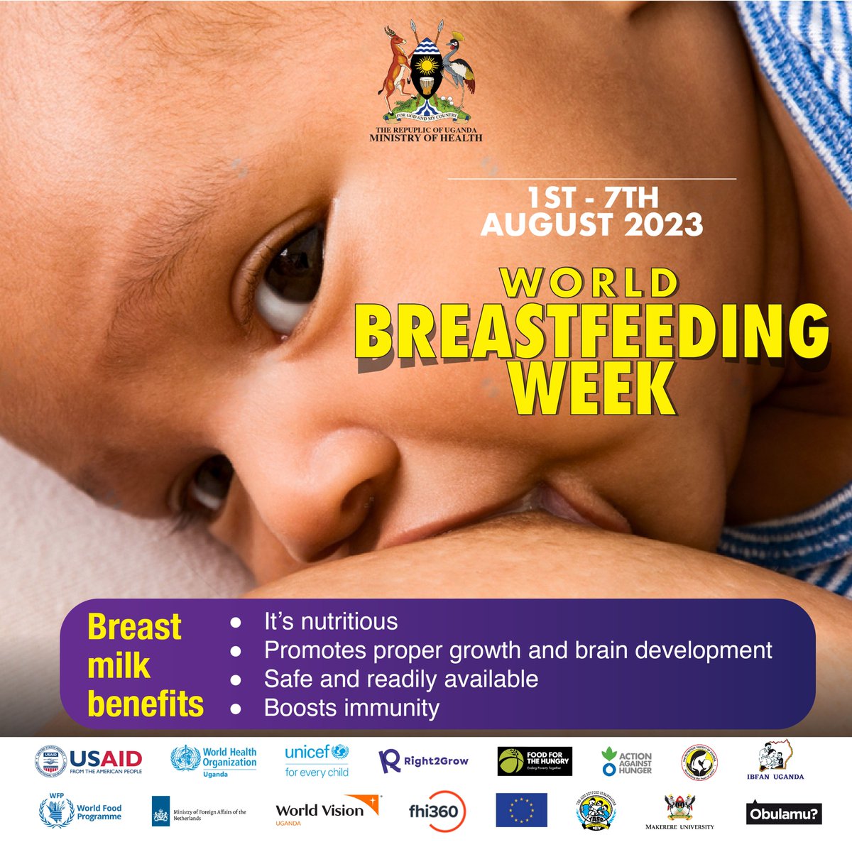 MbararaHospital's tweet photo. Another fresh month is here. We reiterate the significance of breastfeeding  @MinofHealthUG @USAmbUganda @WHO @ObulamuUganda @gamc_d @CelestineBarig1 @WFP @UNICEF @GovUganda https://t.co/5Zfm28782k