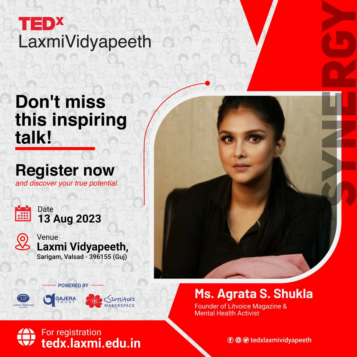 TEDx_LVS's tweet photo. 🌟 Presenting Our Inspirational TEDx Speaker🌟

📅 Save the date: 13 Aug 2023
🎟️ Get your Pass : https://t.co/PW3nnEwC4b

#KnowYourSpeaker #TEDxLaxmiVidyapeeth
#TEDxRevolution #litsarigam #LIT #GajeraTrust #LaxmiDiamond #LaxmiVidyapeeth #SunitaMakerspace https://t.co/qteP5Za4Tp