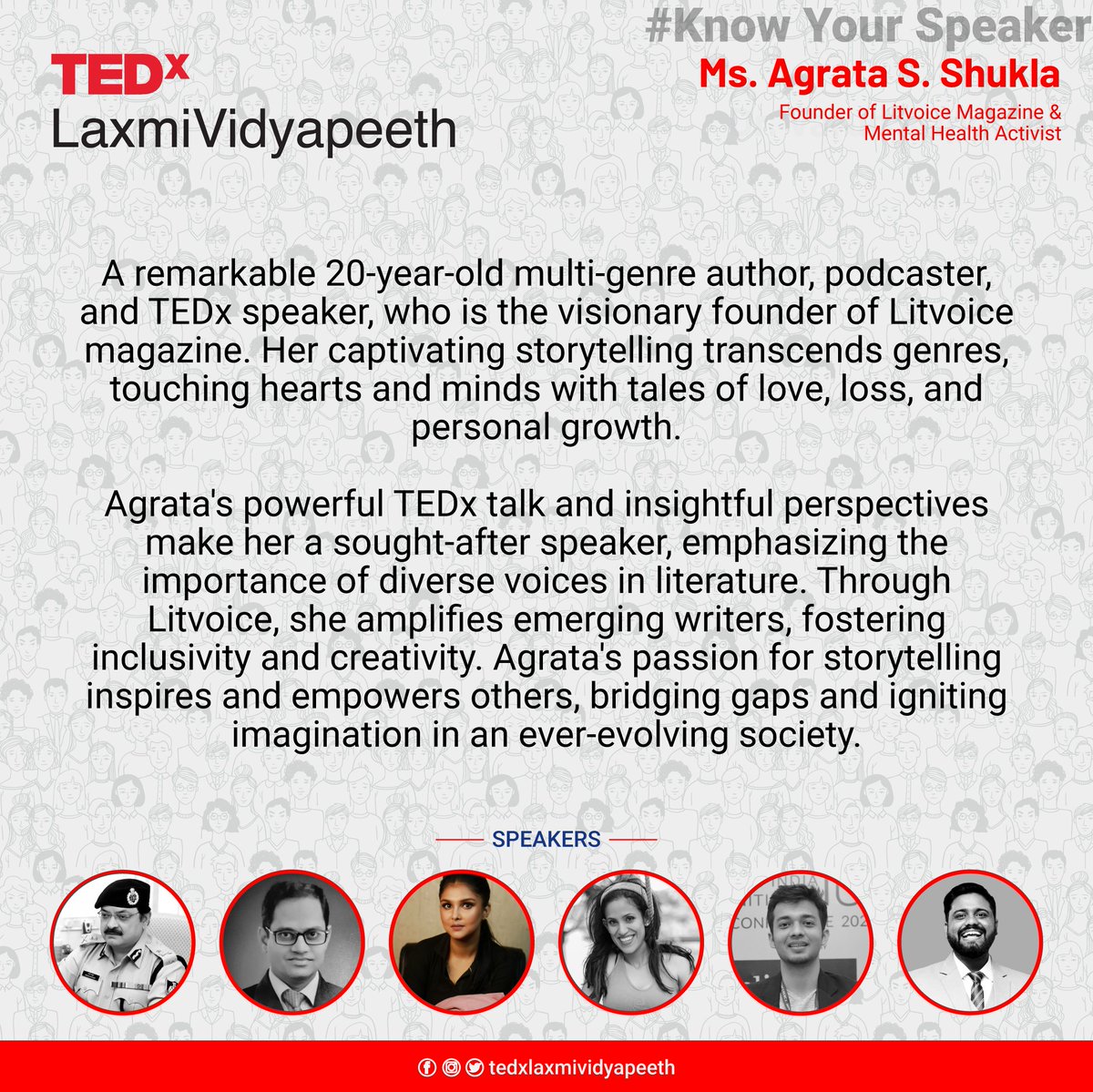 TEDx_LVS's tweet photo. 🌟 Presenting Our Inspirational TEDx Speaker🌟

📅 Save the date: 13 Aug 2023
🎟️ Get your Pass : https://t.co/PW3nnEwC4b

#KnowYourSpeaker #TEDxLaxmiVidyapeeth
#TEDxRevolution #litsarigam #LIT #GajeraTrust #LaxmiDiamond #LaxmiVidyapeeth #SunitaMakerspace https://t.co/qteP5Za4Tp