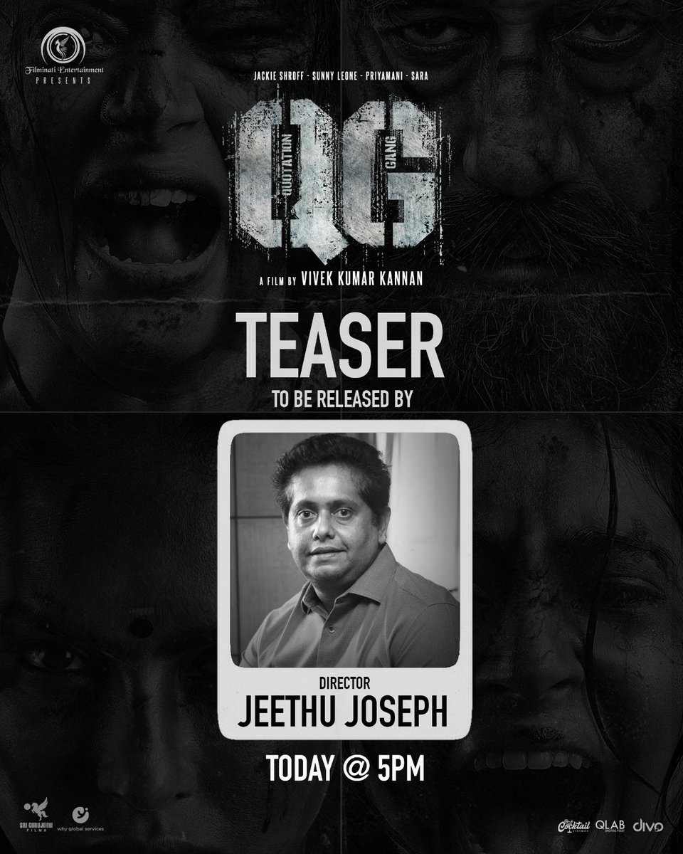 Anbazhagan Filmmaker (@diranbazhagan) on Twitter photo #QGtheMovie #Tamil #Telugu #Kannada #Hindi #Malayalam #QG Official Teaser to be Released by <a href="/SasikumarDir/">M.Sasikumar</a> <a href="/ActressMeena_/">Meena</a> <a href="/ksravikumardir/">K.S.Ravikumar</a> <a href="/JeethuJosephDir/">Jeethu Joseph</a> <a href="/5pm/">5pm.co.uk</a> #QGtheMovie #Tamil #Telugu #Kannada #Hindi #Malayalam #QG Official Teaser to be Released by <a href="/SasikumarDir/">M.Sasikumar</a> <a href="/ActressMeena_/">Meena</a> <a href="/ksravikumardir/">K.S.Ravikumar</a> <a href="/JeethuJosephDir/">Jeethu Joseph</a> <a href="/5pm/">5pm.co.uk</a>