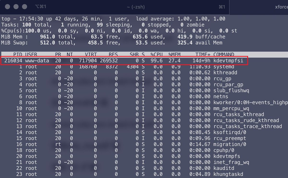踩大坑了！今天一服务器出现 kdevtmpfsi 挖矿病毒，CPU 跑满，挖掘后终于找到了“天坑”！原来 docker 安装 PHP 网上教程都是 docker run -p 9000:9000 指定端口，但这会将端口直接暴露到公网，黑客能随便搞你！！所以这类容器，必须限制本机访问，创建容器时需 -p 127.0.0.1:9000:9000，否则后患无穷...