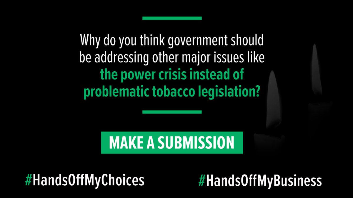 HandsOff_MC's tweet photo. What legislation do you think the Government should be focussing on instead of the new Tobacco Bill?

Public commentary on the bill is now open. Make a submission at https://t.co/kR6g2nLyqa
#HandsOffMyBusiness #HandsOffMyChoices
#BiggerIssues
#TobaccoBill https://t.co/ioawm1eonM