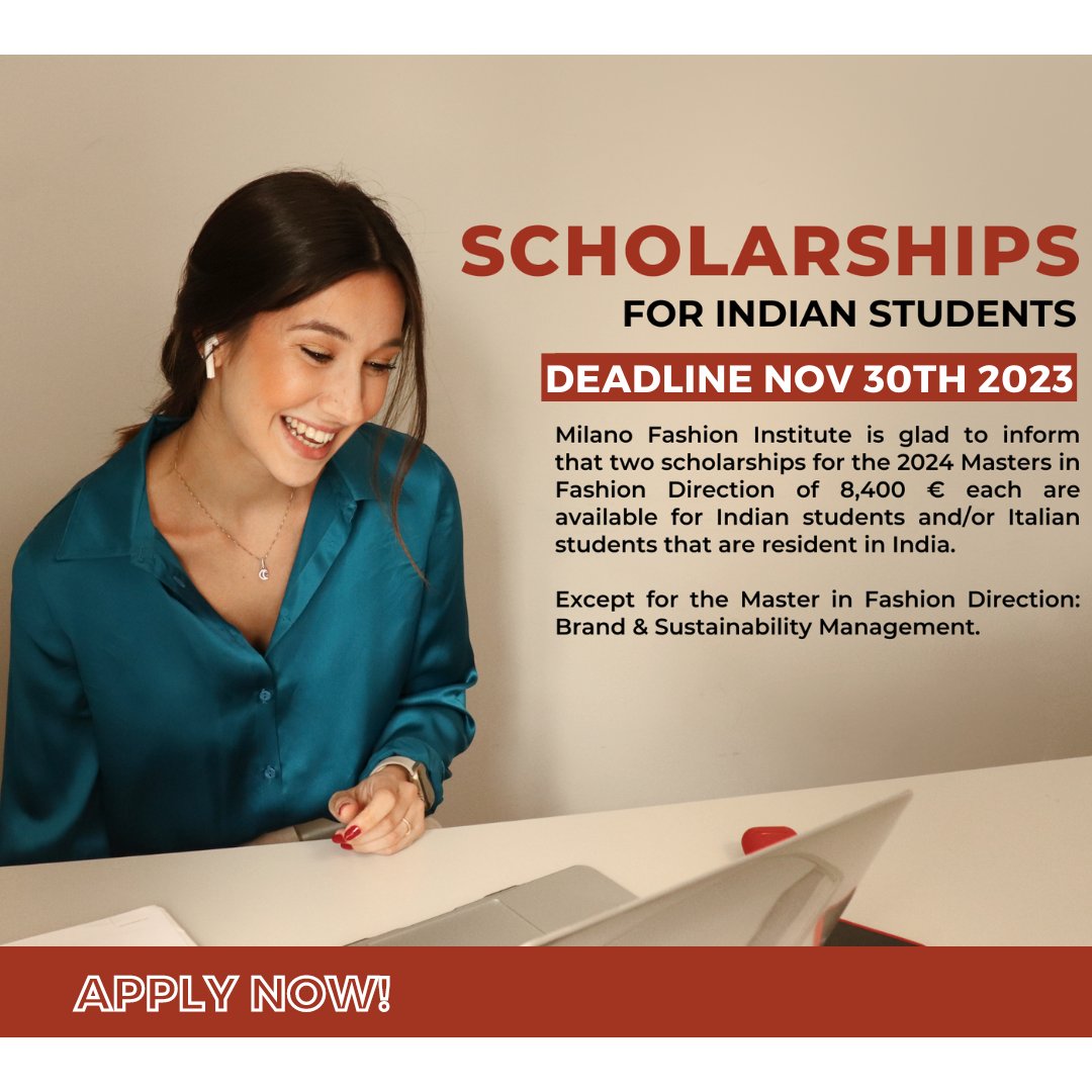 Minerva_Eduhub's tweet image. ➤ Are you exploring options for Fashion Masters with Scholarship Support?

@mfi_official is providing two scholarships worth 8400€ each for applicants from India.

#milanofashioninstitute #studyinitaly #studyinmilan #masters2024 #indiainitaly #iicci #minervaeduhub