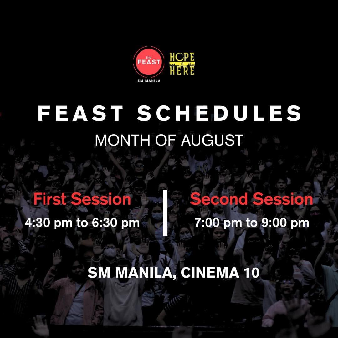 thefeastmanila's tweet photo. TWO SESSIONS NA TAYO!

Starting this Friday, August 4, lilipat tayo sa Cinema 10.

Invite your friends and family! See you on Friday! https://t.co/PEnoO0wvfX
