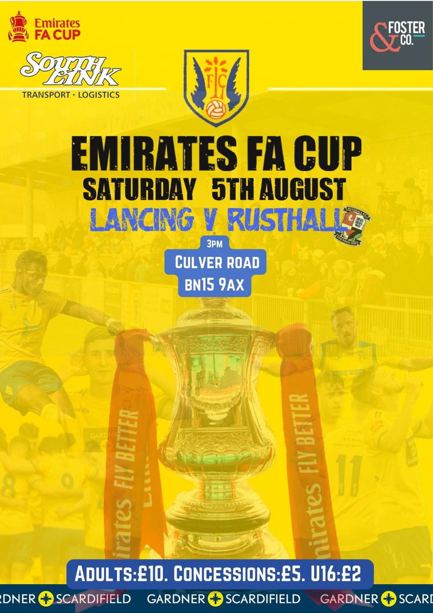 Next Up 🔜 Our FA Cup journey begins 

📆Saturday 5th August
🆚 <a href="/FCRusthall/">Rusthall FC</a> 
🏆 <a href="/EmiratesFACup/">Emirates FA Cup</a> 
🕒 15:00 
🏟️ Culver Road, BN15 9AX 
🎟️ £10 adults/£5 concessions/£2 under 16s 
📙 Programmes £2 
🍔🍻 Bar and Servery Open from 1:30pm