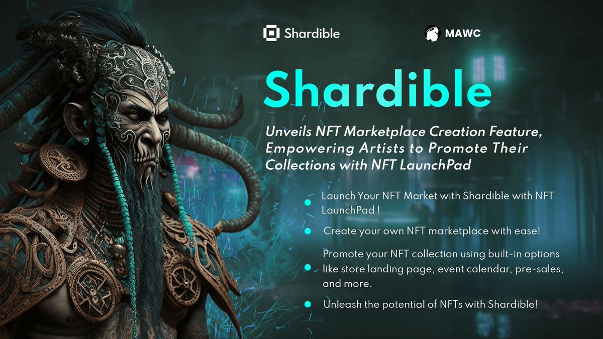 shardible's tweet photo. Launch Your NFT Market with Shardible with NFT LaunchPad ! ๐
๐ ๏ธCreate your own NFT marketplace with ease!
๐Promote your NFT collection using built-in options like store landing page, event calendar, pre-sales, and more.
โจUnleash the potential of NFTs with Shardible soon ! https://t.co/sJzIyxlwT3