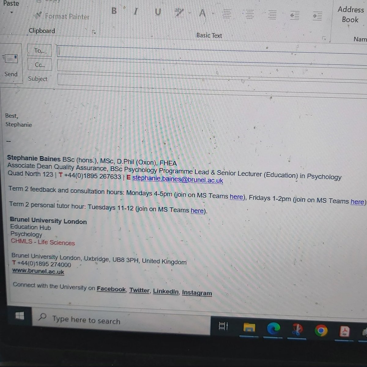 neuronerdSB's tweet photo. 1st August means I can officially update my email signature! @BrunelPsy #seniorlecturer #associatedean https://t.co/7GvBr2Im81