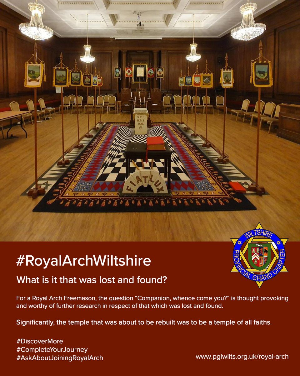 The discovery of the Vault, the Altar and the Sacred Scroll? In the centre is a pedestal which in a Royal Arch Chapter is a double cube representing Heaven and Earth. Continue your Masonic journey and discover more #RoyalArch #CompleteYourJourney #WiltshireFreemasons