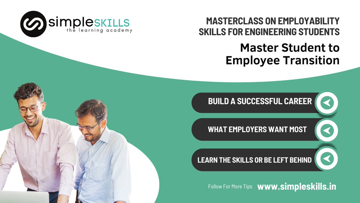 simpleskillsa's tweet photo. Masterclass on Employability Skills for
Engineers
Learn how to build and showcase the skills that employers are looking for!
Join now!
https://t.co/YVfccRV3qA

#program #employability #skills #job #career #engineers #engineering #engineeringemployers https://t.co/qRfOnkYqw3