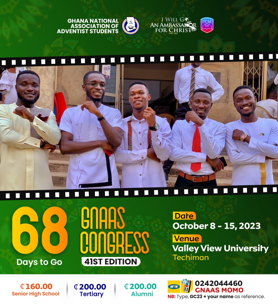 gnaas_national's tweet photo. ✨✨Mark your calendars and get ready for a life changing experience🗓️

 68 days more 🥳🥳

#GNAASCongress #68DaysToGo https://t.co/LDQc8pZGXV