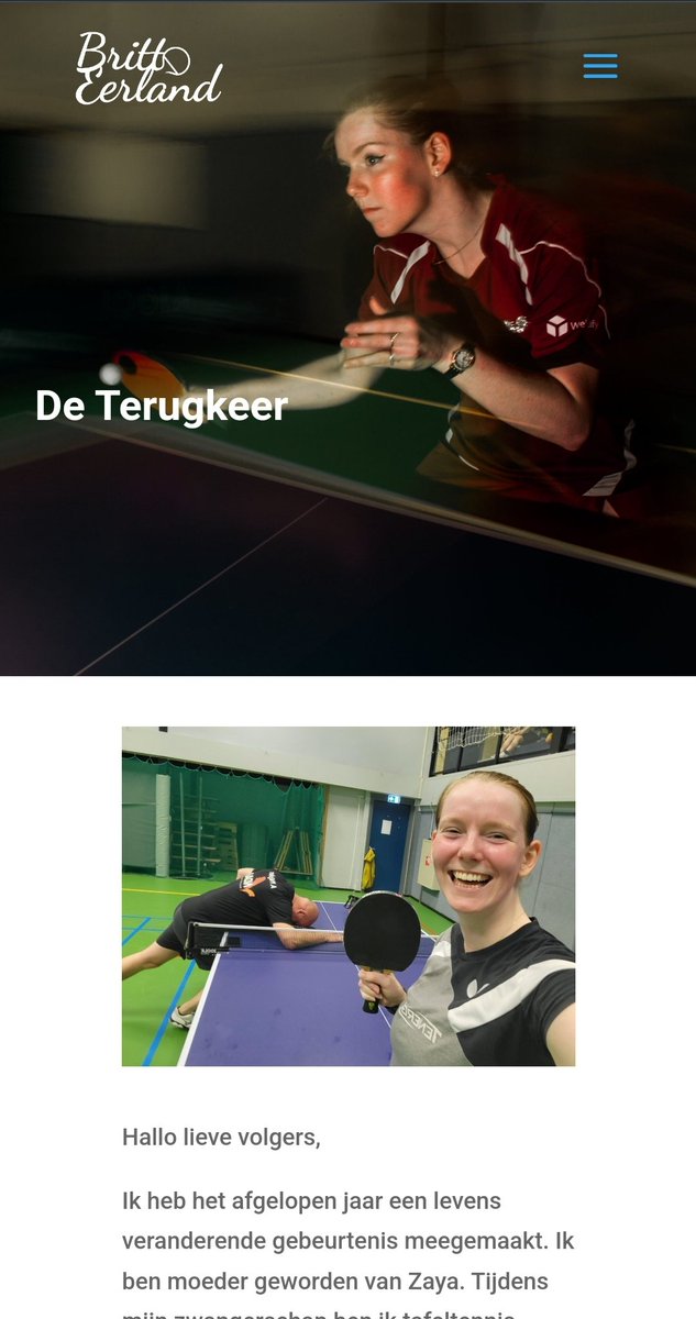 britteerland's tweet photo. Hallo lieve volgers 😍 
Mijn website is weer online! Mede dankzij mijn terugkeer naar de Tafeltennis Wereld! 
Check mijn eerste bericht! En als je wilt stuur me een vraag op instagram! 
Ga naar https://t.co/OBethn128s 
#comeback #tabletennis #verassing. https://t.co/i4GrXvSFXS