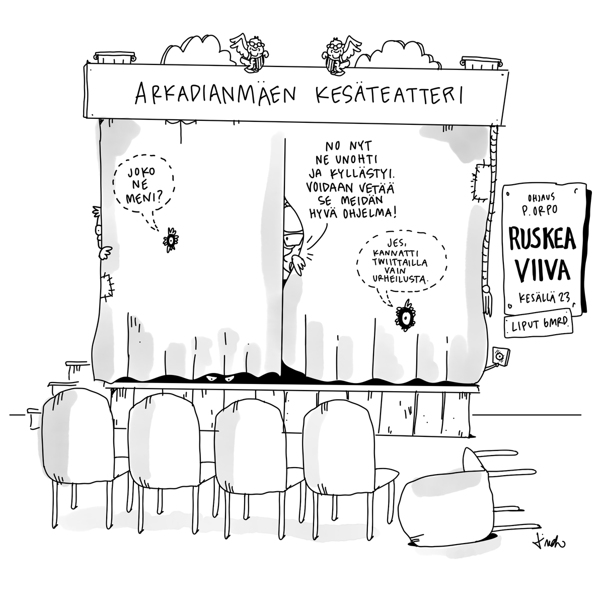 Väliajalla kahvia ja silakoita.

#pilapiirros