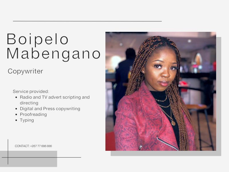 Boipelo_Mabeng's tweet photo. My client might be on your timeline. Kindly RT and share 🫶🏼 
#copywriter #Advertising #employmentBw https://t.co/T5zO3tx1sd