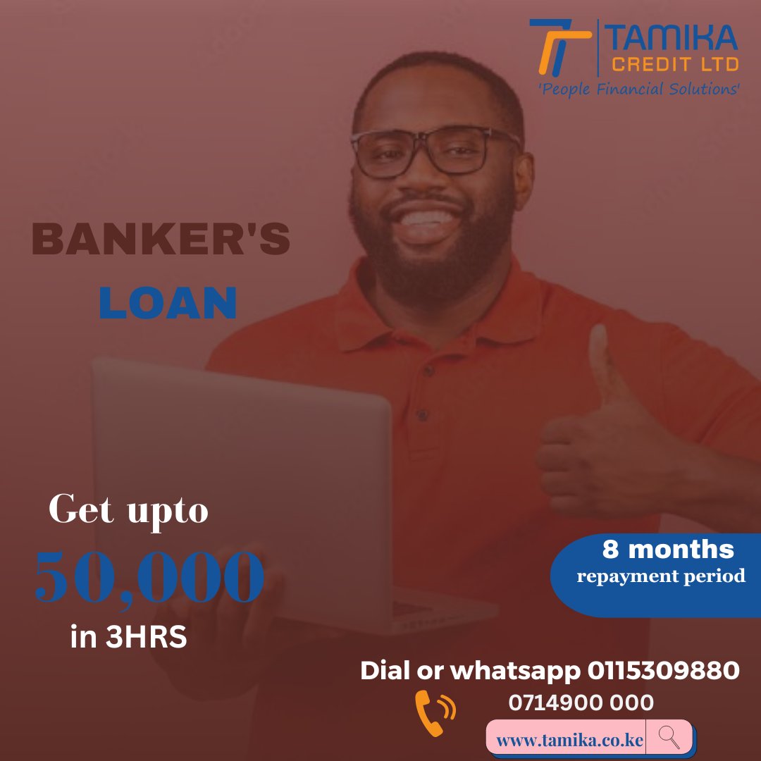tamikacredit's tweet photo. HAPPY NEW MONTH! Start your month with loaded pockets!
Take just a minute to apply and only 6 Hrs to get take-home, just call 0714900 000 or text "BANKER'S LOAN" to 0115309880
#InvestInPeople #banking #Bank #equity #copbank https://t.co/8WHh6587eG