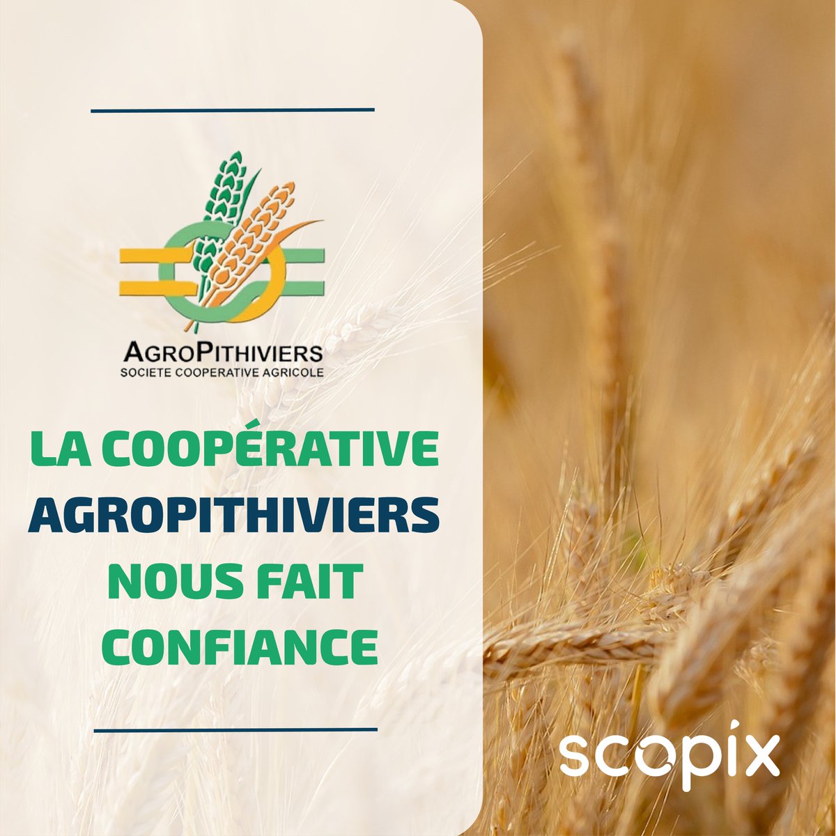 #Scopix poursuit son ascension ! 📈Lors des #Culturales23, nous avons rencontré la #coopérative #AgroPithiviers. 🌾Depuis, 3 adhérents de la coop testent notre solution de traçabilité #Scopix 🤝Merci à eux pr leur confiance ! <a href="/Arvalisofficiel/">ARVALIS</a> <a href="/CircuitsCulture/">Circuits Culture</a> <a href="/GuillaumeBOYET/">Guillaume Boyet - NORIAP 🧢</a>