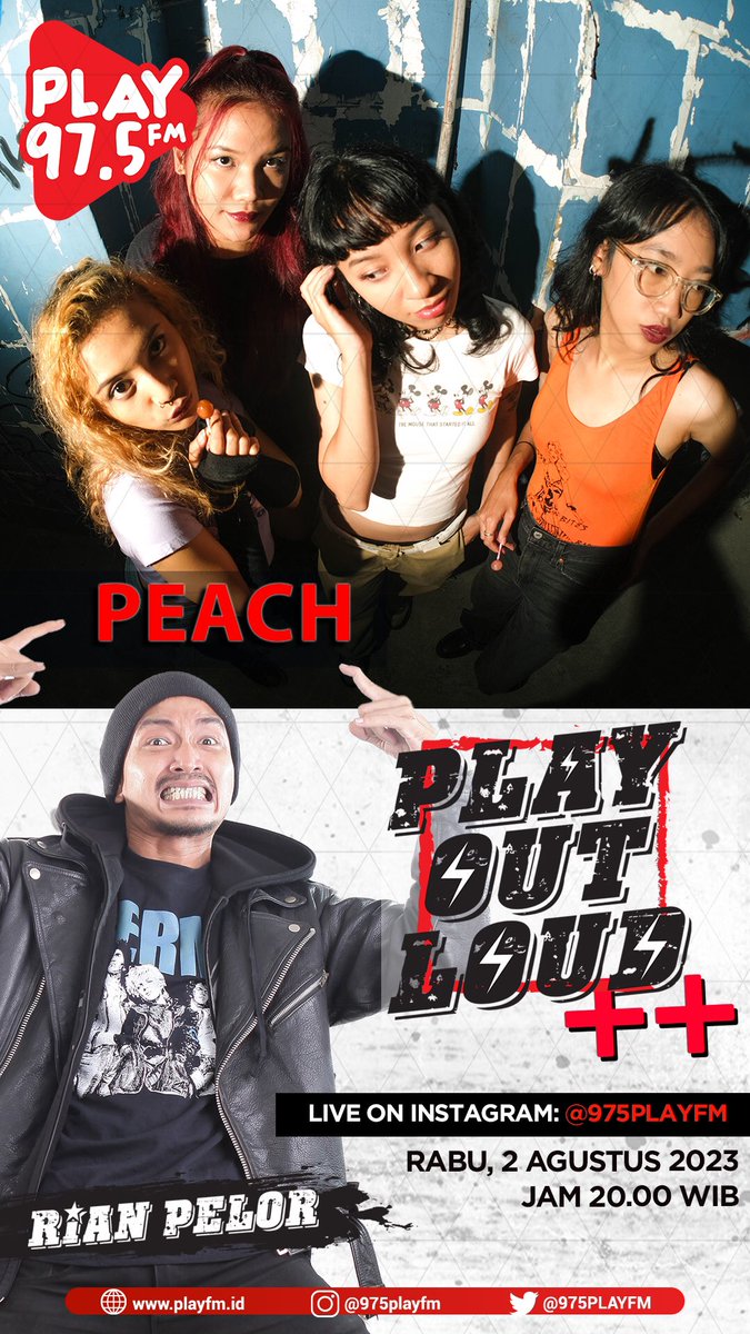Yuhuu!

Besok (02/08) akan ngobrol dengan band hardcore asal Medan, PEACH, yang baru melepas rilisan keduanya "Summer Promo Mixtape"

Simak di Instagram Live <a href="/975playfm/">975PLAYFM PALEMBANG</a>

Jangan lewat! Yuk mari