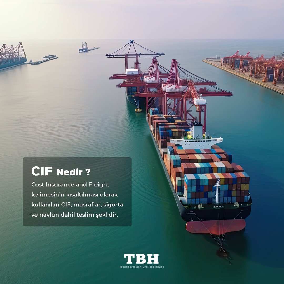 tbhlog's tweet photo. Cost Insurance and Freight kelimesinin kısaltılması olarak kullanılan CIF; masraflar, sigorta ve navlun dahil teslim şeklidir.

#transportation #logistics #ithalat #ihracat #forwarding #cıf https://t.co/vlgYFrnMhb