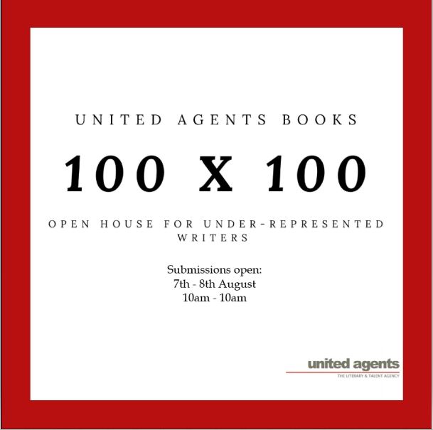 SUBMISSIONS ARE NOW OPEN!  🙌 Please email your cover letter, synopsis, and the first three chapters/50 pages to onehundred@unitedagents.co.uk  within the next 24 hours.  We will email to let you know if you have been randomly selected within 48 hours of the window closing!