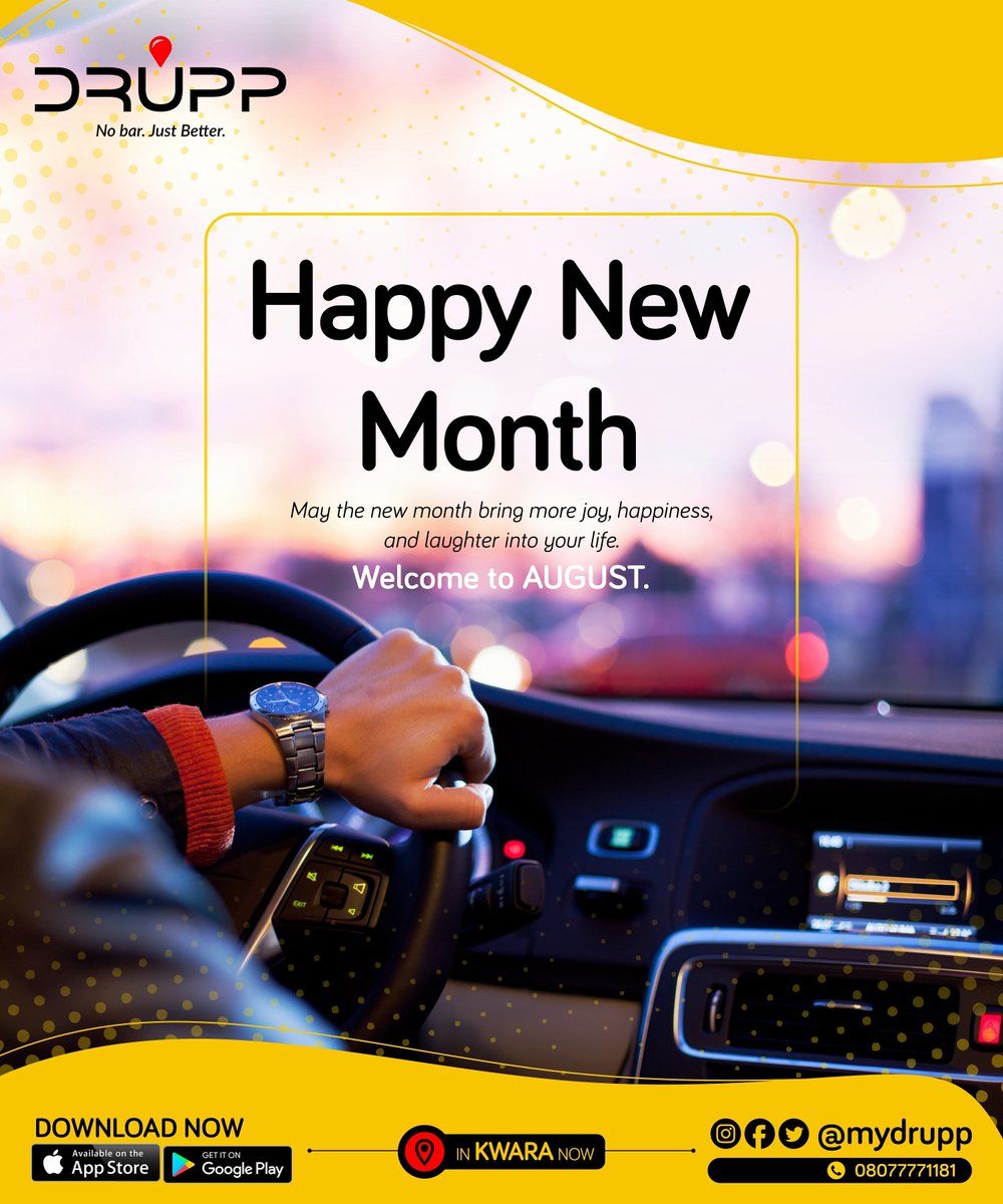 Mydrupp's tweet photo. Happy new month! May this month bring you success and fulfillment. Let's cherish every moment and create new memories. Here's to a fantastic month ahead! 🎉

 #taxiservicesinIlorin #MyDrupp #MyDruppinIlorin
#bookmyDrupp #bookaride #bookaridewithmyDrupp https://t.co/lGWdyxIb5F