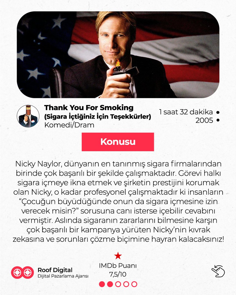 roofdigital's tweet photo. Pazarlamaya ilgi duyan takipçilerimiz için hazırladığımız listeye bir göz atmalısınız! Birbirinden başarılı filmleri içeren bu listede, mesleki hayatınızda size ilham olacak pek çok tüyo mevcut.İzleyeceklere şimdiden keyifli seyirler! PART-1 https://t.co/Qac6Z6iBDi