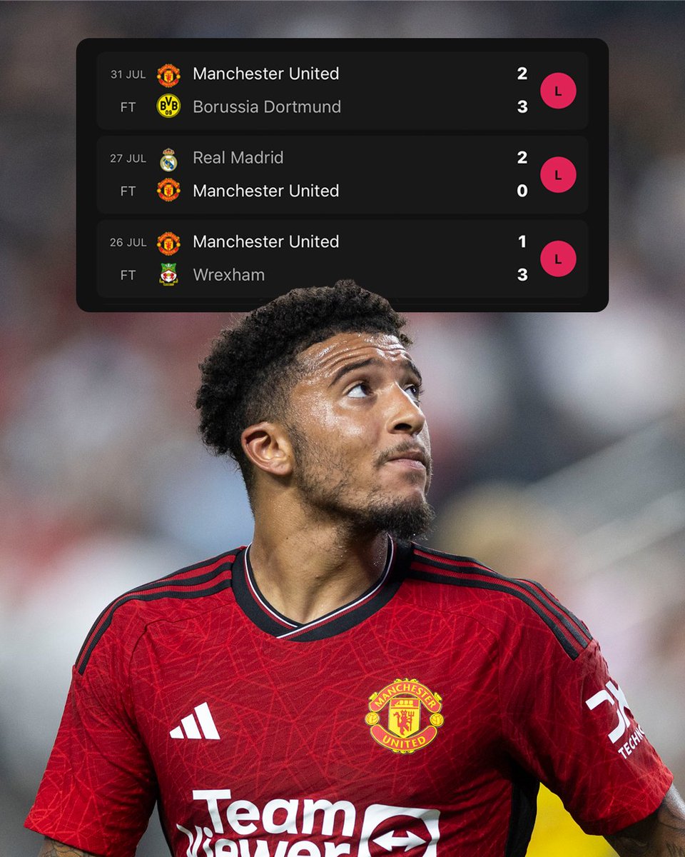 ESPNFC's tweet photo. Manchester United's preseason form 😳📉 https://t.co/HXtlKRCRyV