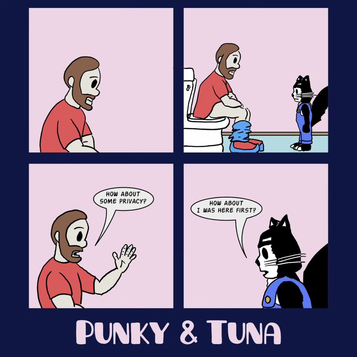 PunkyTunaComic's tweet photo. Privacy? Never heard of it...
•
•
•
•
•
#staringcontest #bathroom #cats #punkytunacomic #kittycomic #webcomic #privacy #toilet #Punky #createdonsurface #surfacepro #affinitydesigner #madeinaffinity https://t.co/y07bPuSPO4