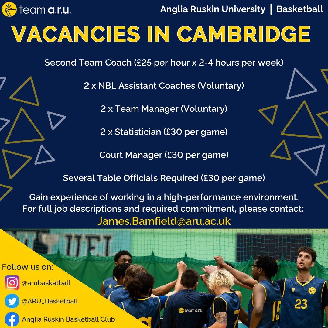 We are recruiting to help build our clubs infrastructure.

If you are interested in any roles please email our Head Coach.

james.bamfield@aru.ac.uk