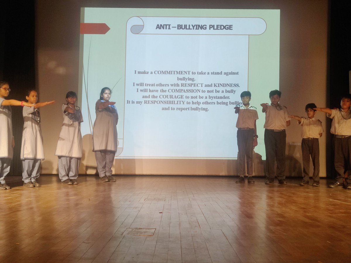 NeeruShahani's tweet photo. To create awareness on preventing and to reduce bullying among students, an Anti- bullying workshop was organised today by Prefectorial board for class VI .It was a very  interactive session.students also took the Anti Bullying pledge.@Ahlconpublic1 @MamthaSays @aarathik007 https://t.co/nvFZgs17aa
